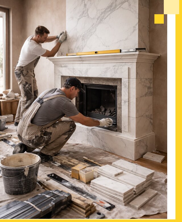 Отделка каминов в Боре качественные облицовочные работы