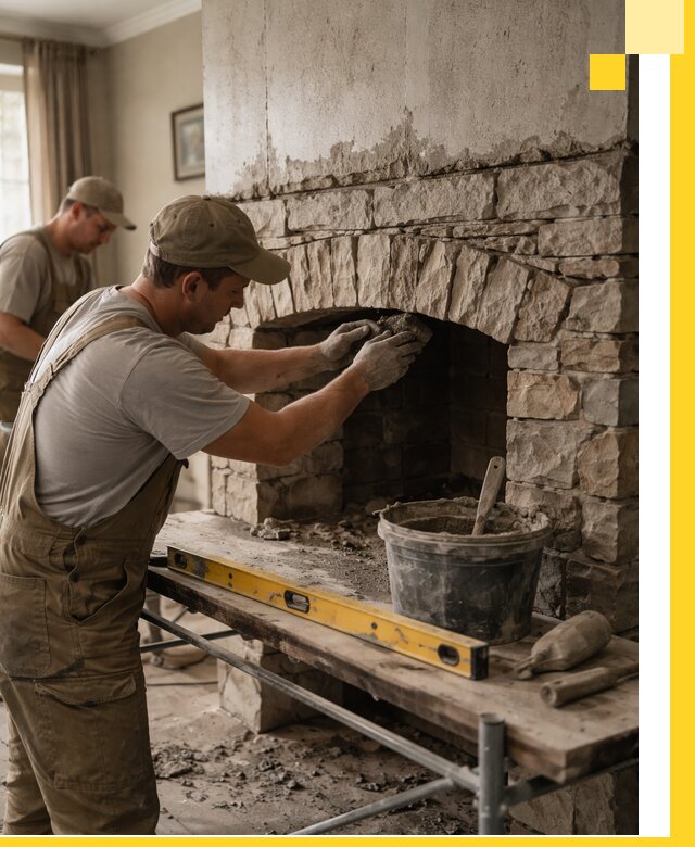 Изготовление каминов под ключ в Боре, монтаж и отделка