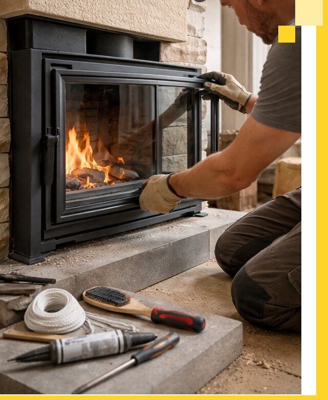 Производство, монтаж и доставка каминов со стеклом в Боре