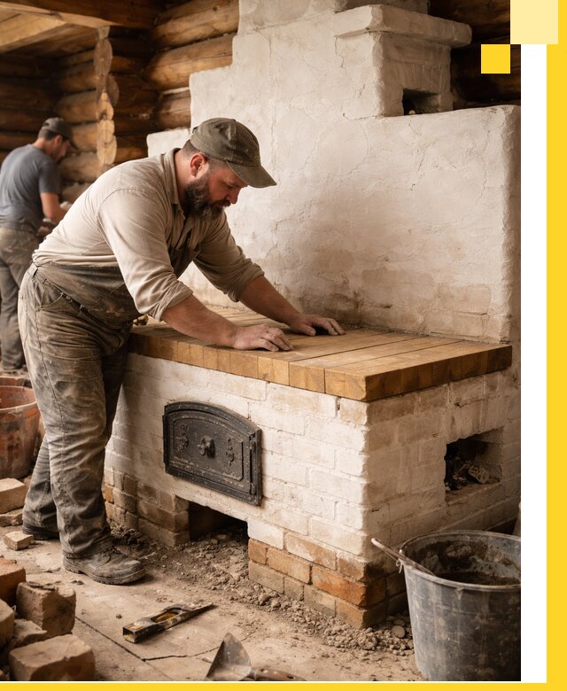 Проектирование и установка русской печи с лежанкой в Боре