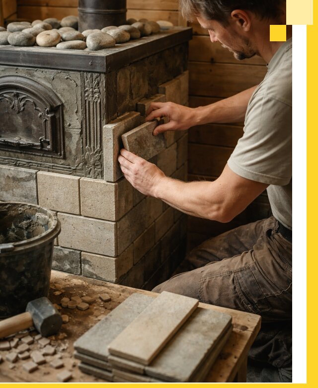 Облицовка банных печей в Боре профессиональная отделка