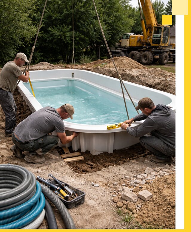 Установка и монтаж композитных бассейнов под ключ в Боре