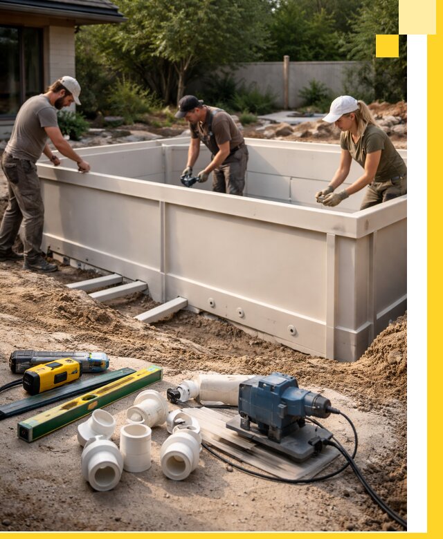 Установка полипропиленовых бассейнов под ключ в Боре