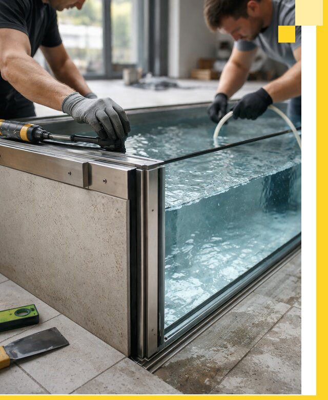 Проектирование и монтаж стеклянных бассейнов в Боре