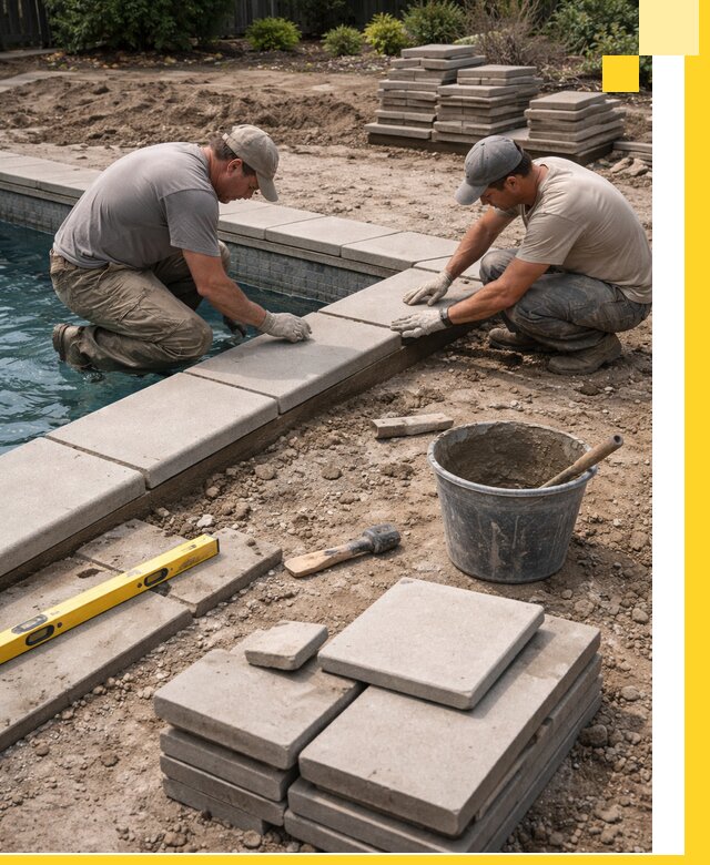Установка и изготовление копингового камня для бассейнов в Боре