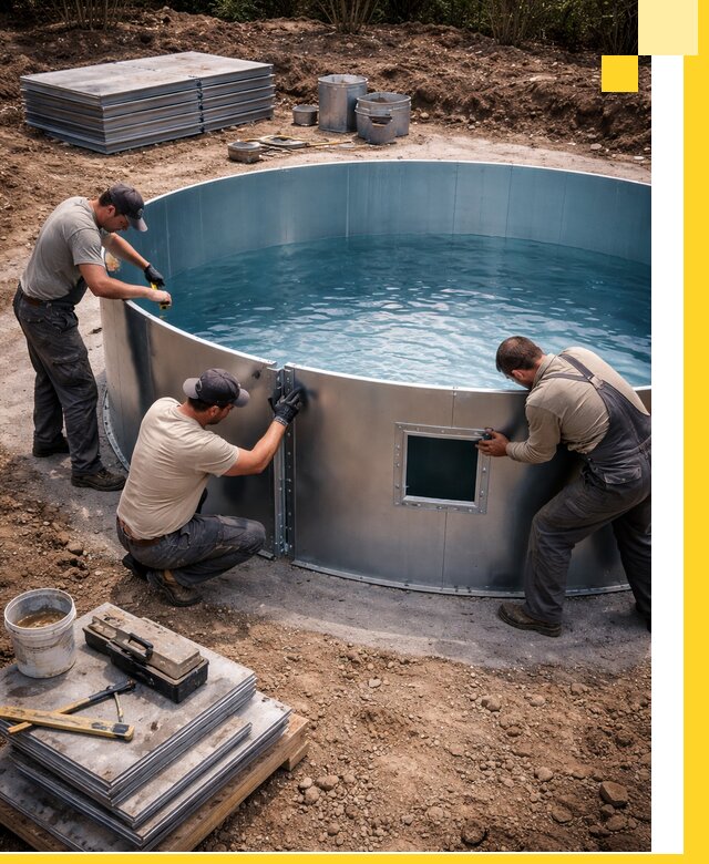 Круглые бассейны под ключ в Боре проектирование и монтаж