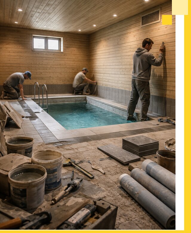 Строительство бани с бассейном и сауной под ключ в Боре