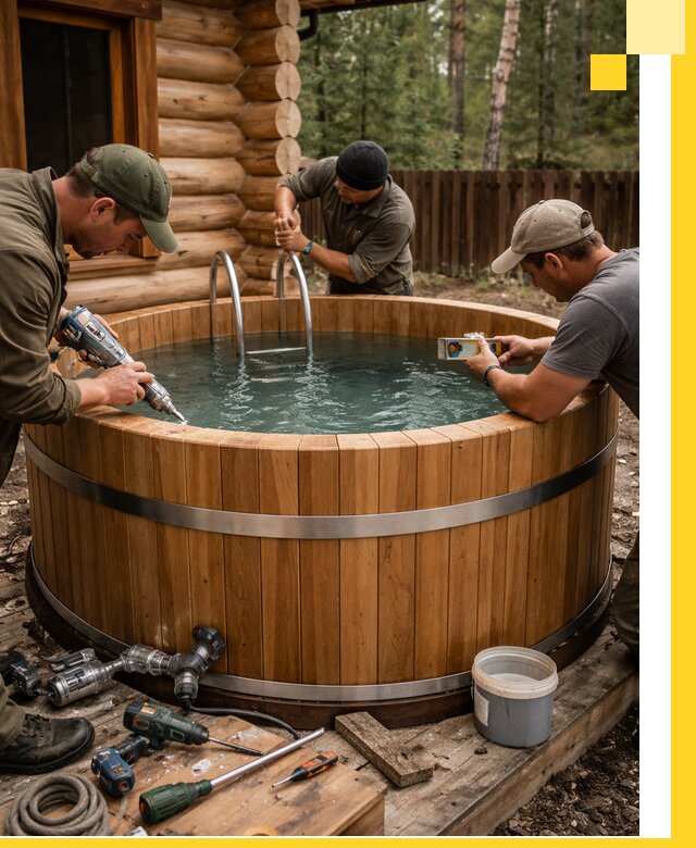 Строительство бань с купелью под ключ и отделкой в Боре