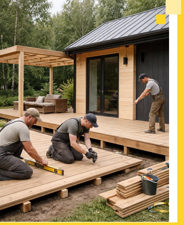 Строительство бань с террасой и бассейном под ключ в Боре