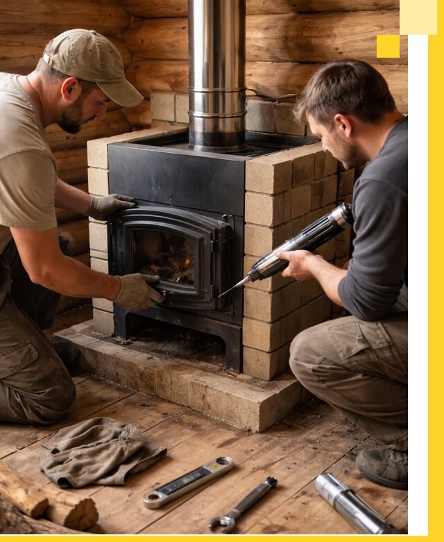 Монтаж и установка печи в бане под ключ с гарантией в Боре