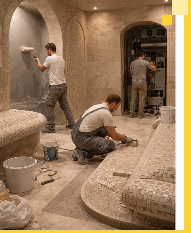 Строительство бани с хамамом и бассейном под ключ в Боре