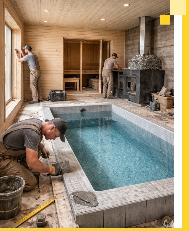 Проект бани с бассейном и сауной в Боре под ключ