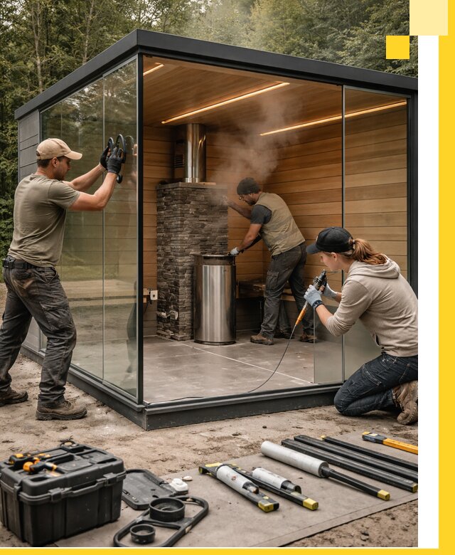 Проектирование и строительство стеклянных бань в Боре