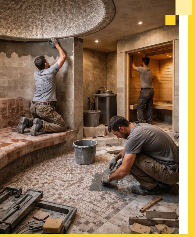 Проект и строительство хамама бани и сауны под ключ в Боре