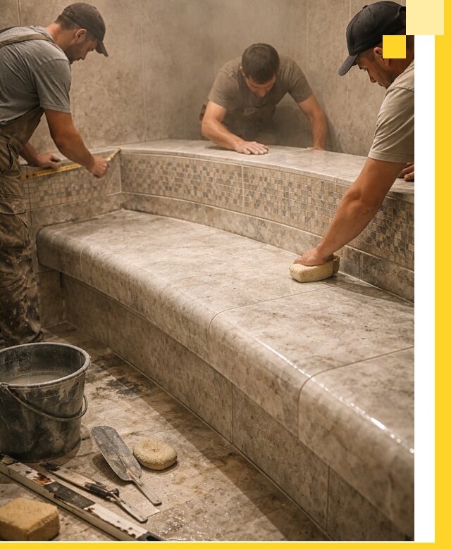 Изготовление и установка сидений для хамама в Боре