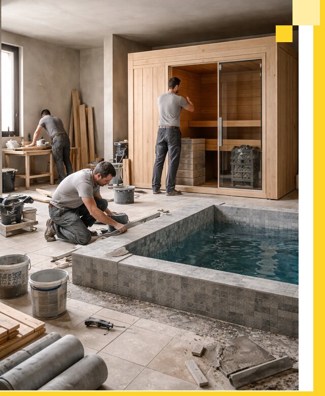 SPA зоны под ключ с бассейном сауной и печью в Боре